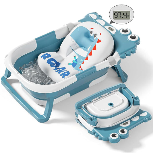 Collapsible Baby Bathtub for Newborn, Foldable Baby Bath Tub with Thermometer & Soft Floating