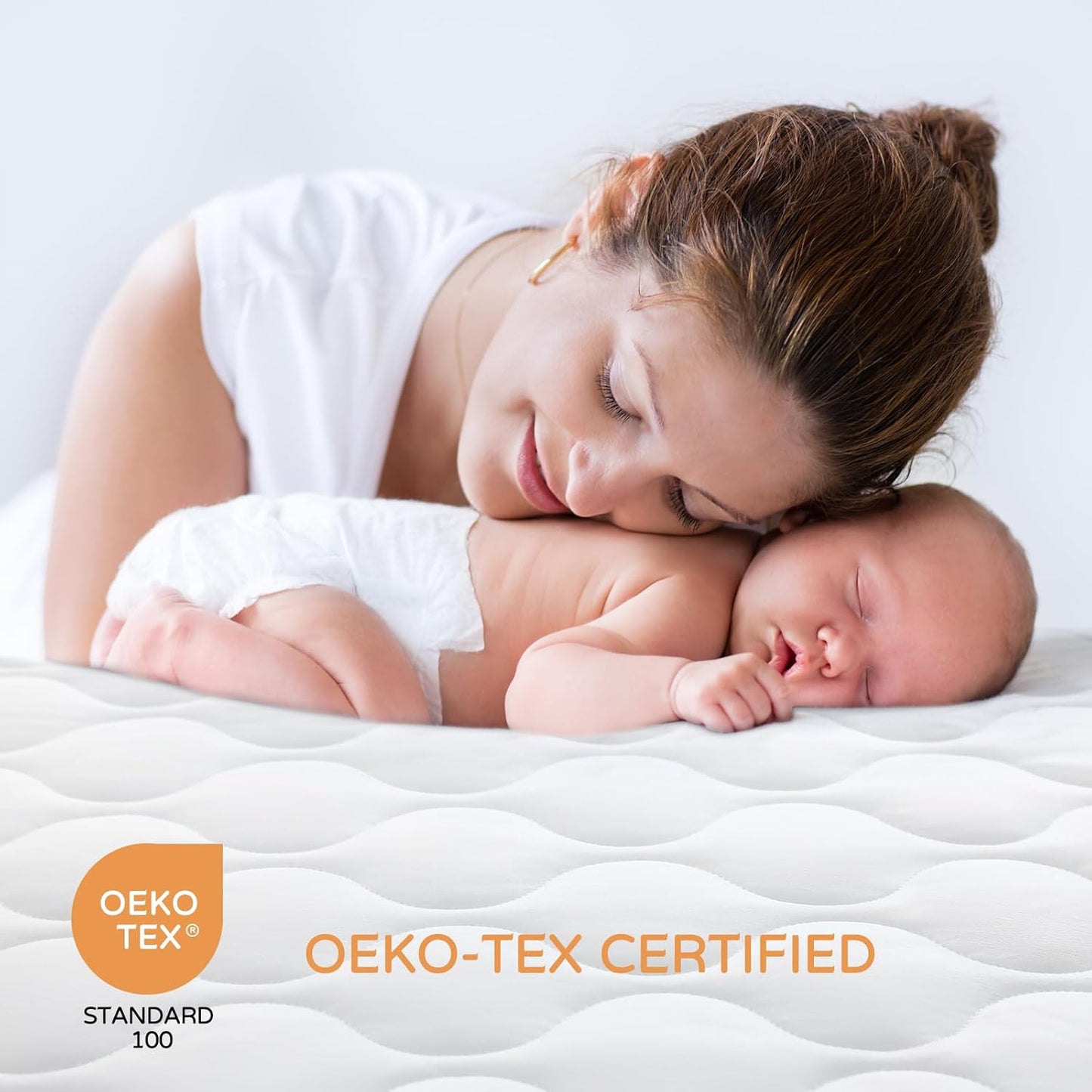 Yoofoss Waterproof Crib Mattress Protector, Quilted Infant Mattress Pad Cover Soft and Breathable