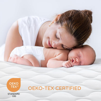 Yoofoss Waterproof Crib Mattress Protector, Quilted Infant Mattress Pad Cover Soft and Breathable