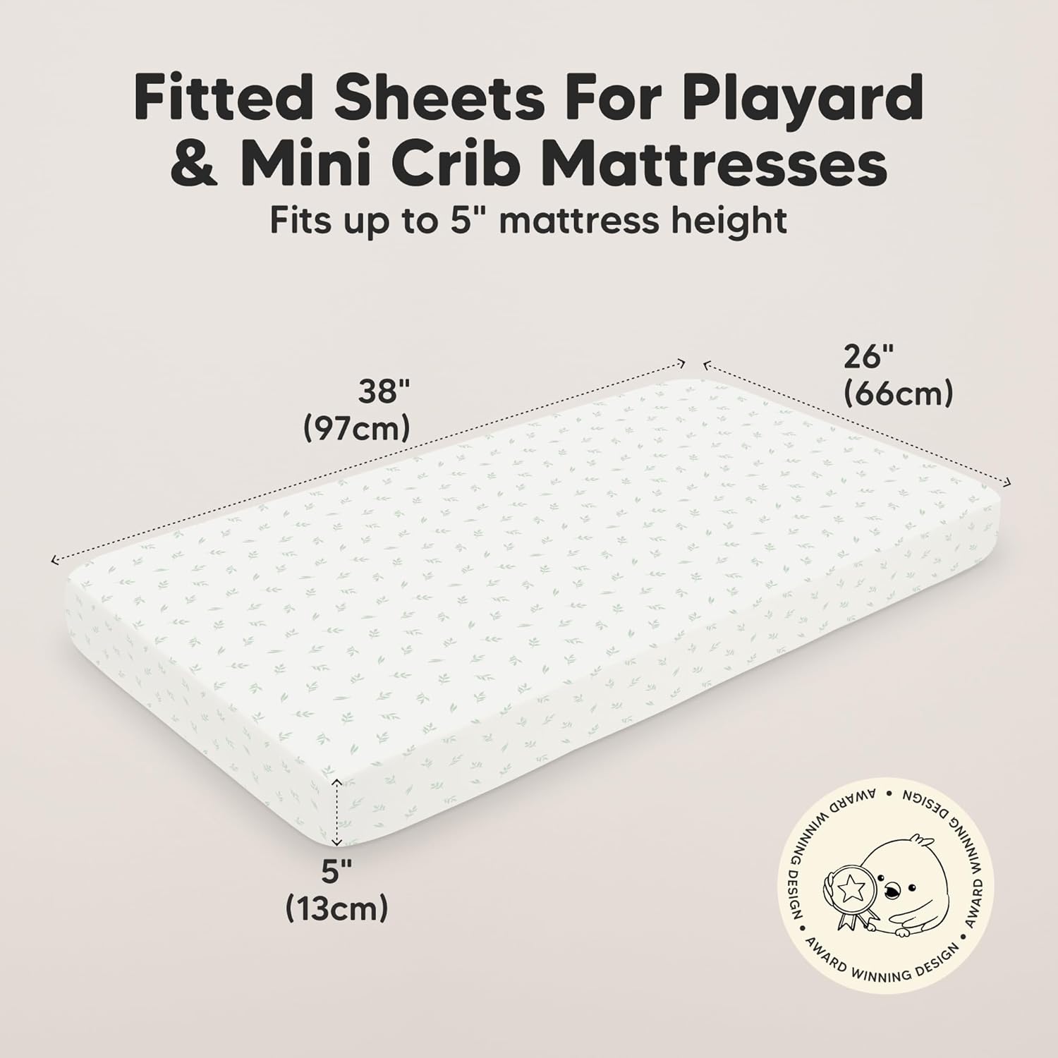 2-Pack Mini Crib Sheets Fitted - 38x26 Pack N Play Sheets for Pack and Play Mattress, Organic