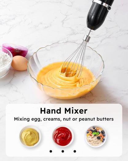 Sangcon 5-in-1 Immersion Blender Handheld, Hand Blender with 1000ml Blending Cup Storage Base