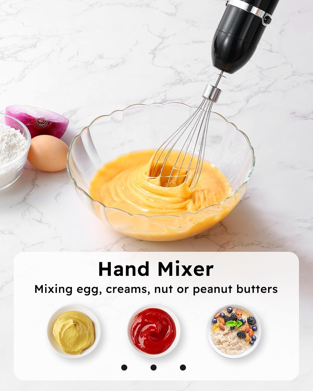 Sangcon 6-in-1 Immersion Blender Handheld, Hand Blender with Chopper & 34oz Blending Cup Storage