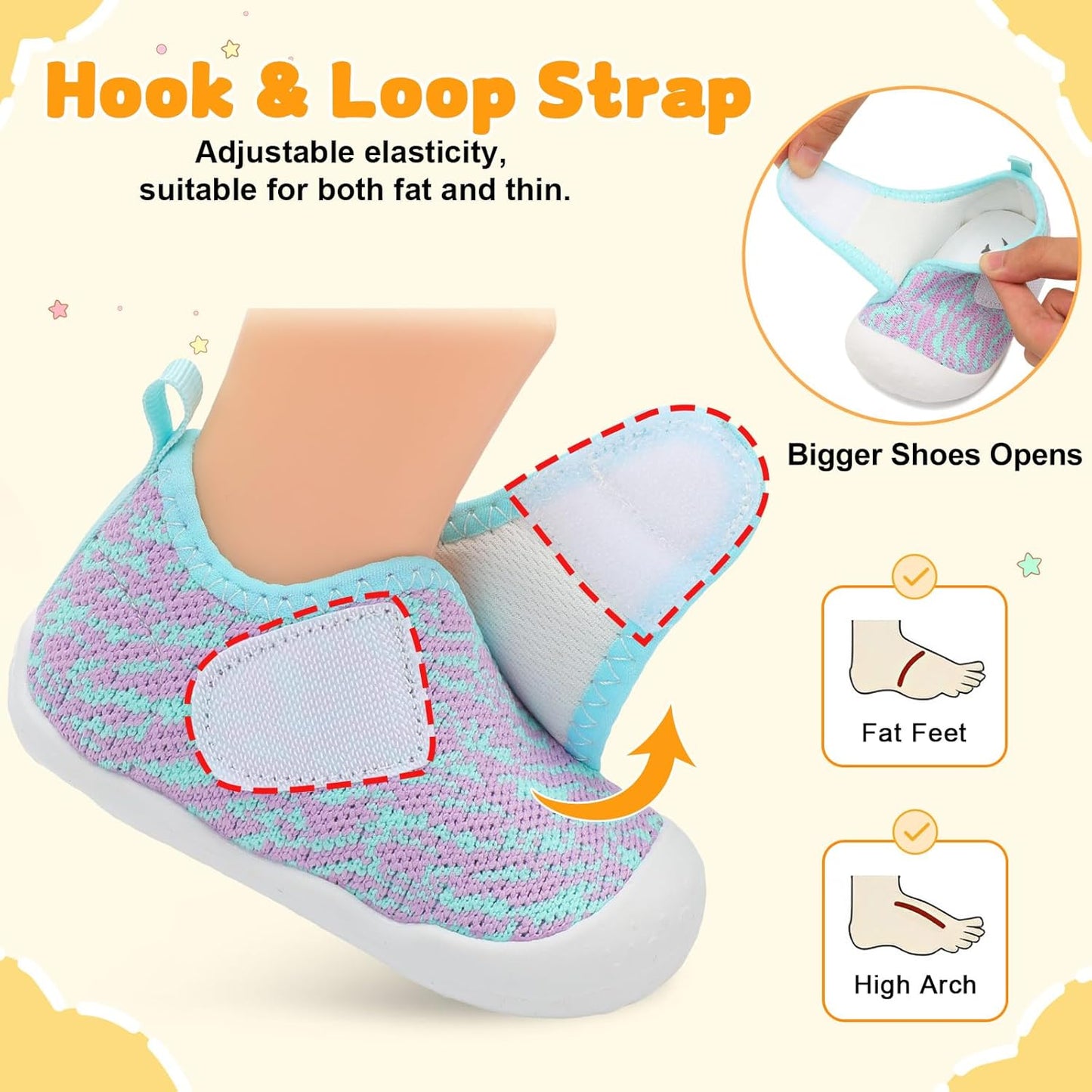 FEETCITY Baby First Walking Shoes Wide Baby Shoes Infant Sneakers Newborn Crib Shoe Barefoot Lightweight Slip On Shoe