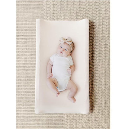 Konssy 2 Pack Stretchy Changing Pad Covers for Girl, Boy, Silky Soft Changing Table Cover, Breathable Baby Nursery Diaper Chang Pad Sheets (Brown,Beige)