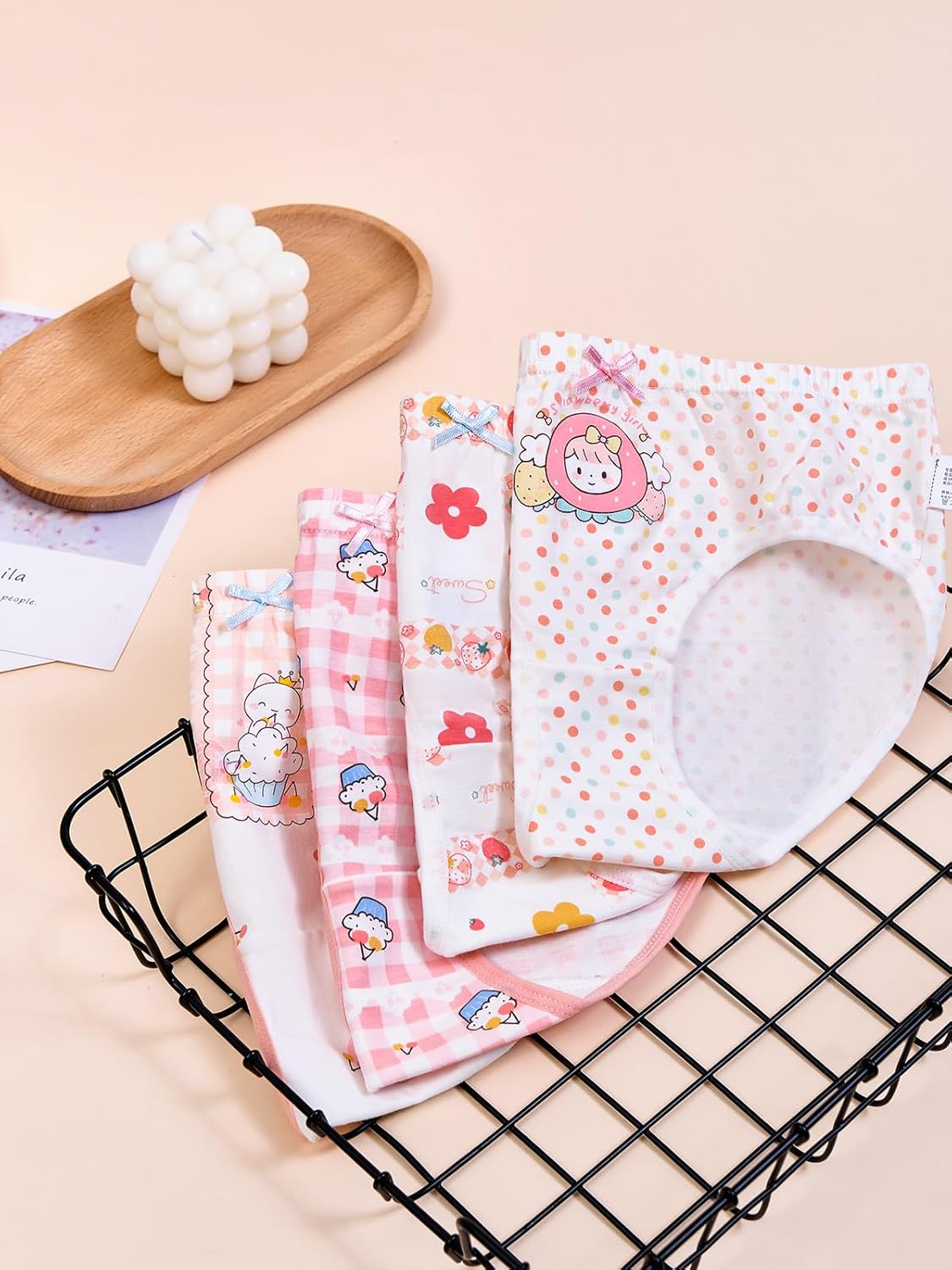 Haloumoning Girls Underwear Soft Cotton Underwear Toddler Girls Briefs Kids Comfy Panties,4-pack