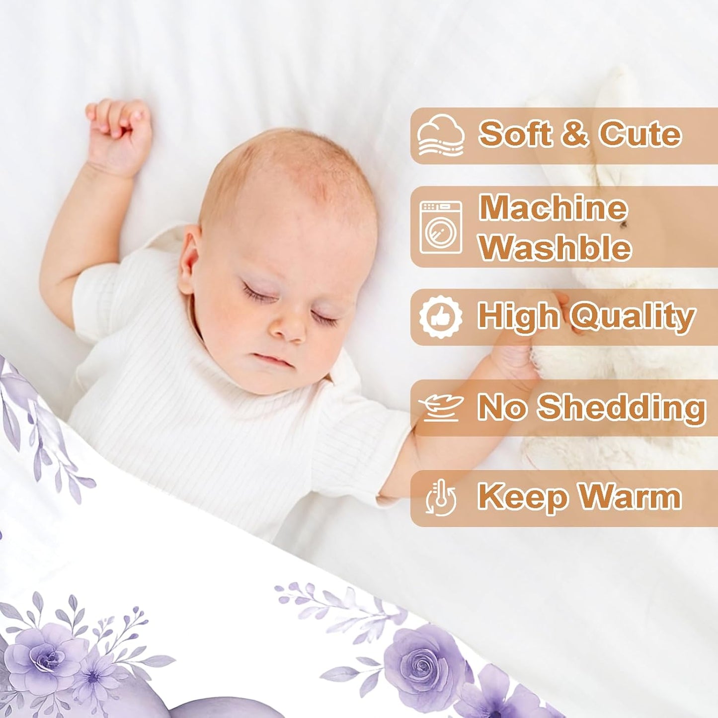 Ship Next Day, Personalized Baby Blanket – Printed in USA, Custom Baby Blanket for Boys & Girls