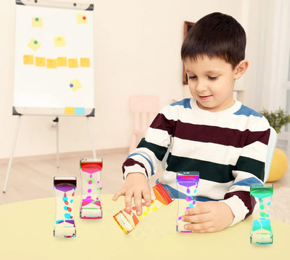 Liquid Motion Bubbler, 5 Pack Stress Management Sensory Toys, Relief Fidget Water Timers,Relaxing Liquid Bubbler,Office Home Colorful Hourglass Desk Decor,ADHD Anxiety Autism Activity
