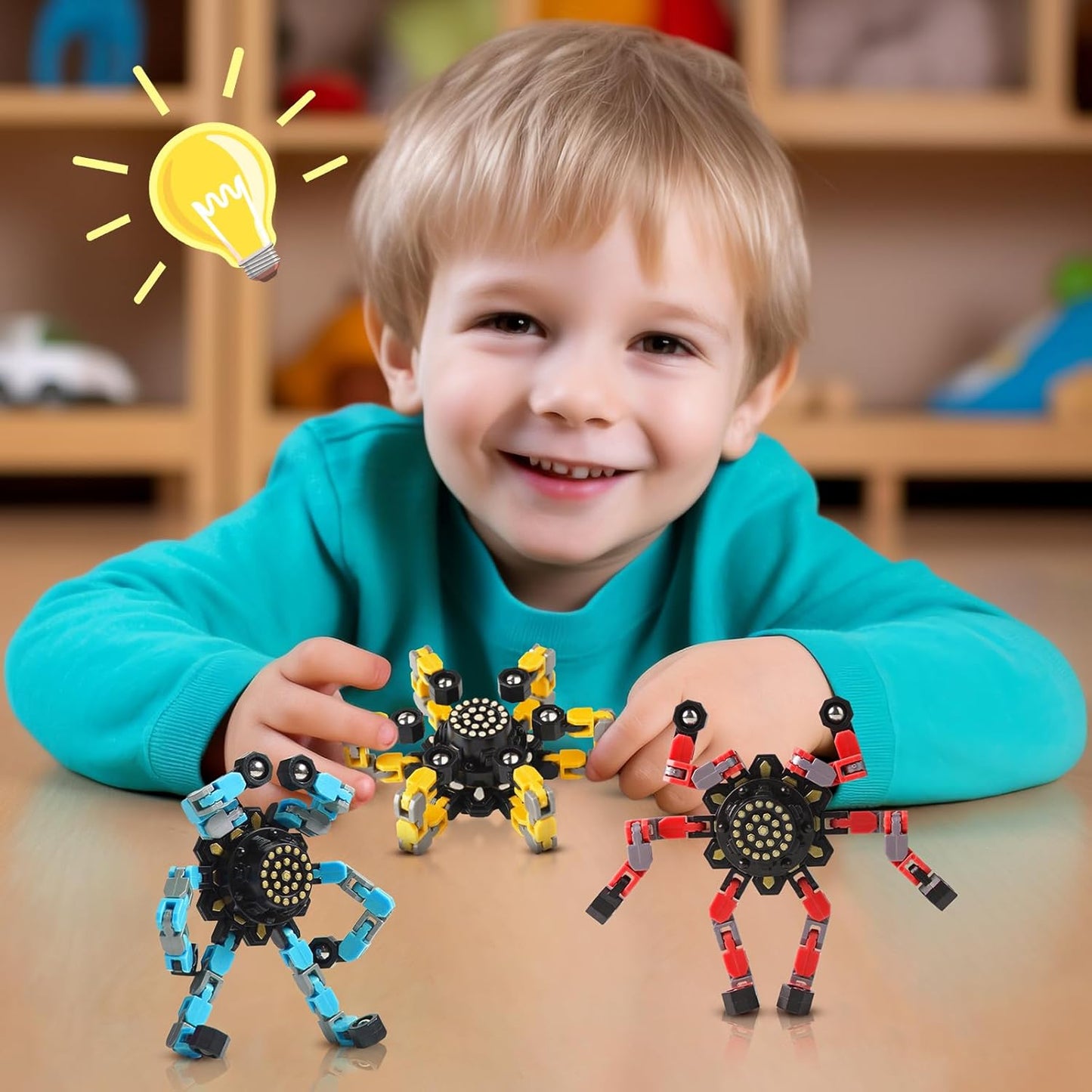 Transformable Fidget Spinners 3 Pcs for Kids and Adults Stress Relief Sensory Toys for Boys and Girls Fingertip Gyros for ADHD Autism for Kids