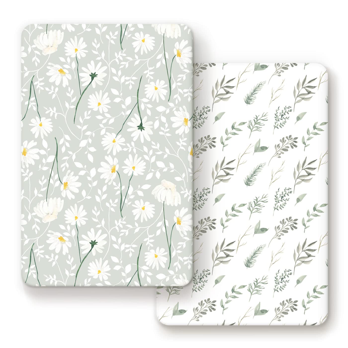 GRSSDER Stretchy Ultra Soft Jersey Knit Fitted Pack n Play Sheets Set 2 Pack, Universal Fitted