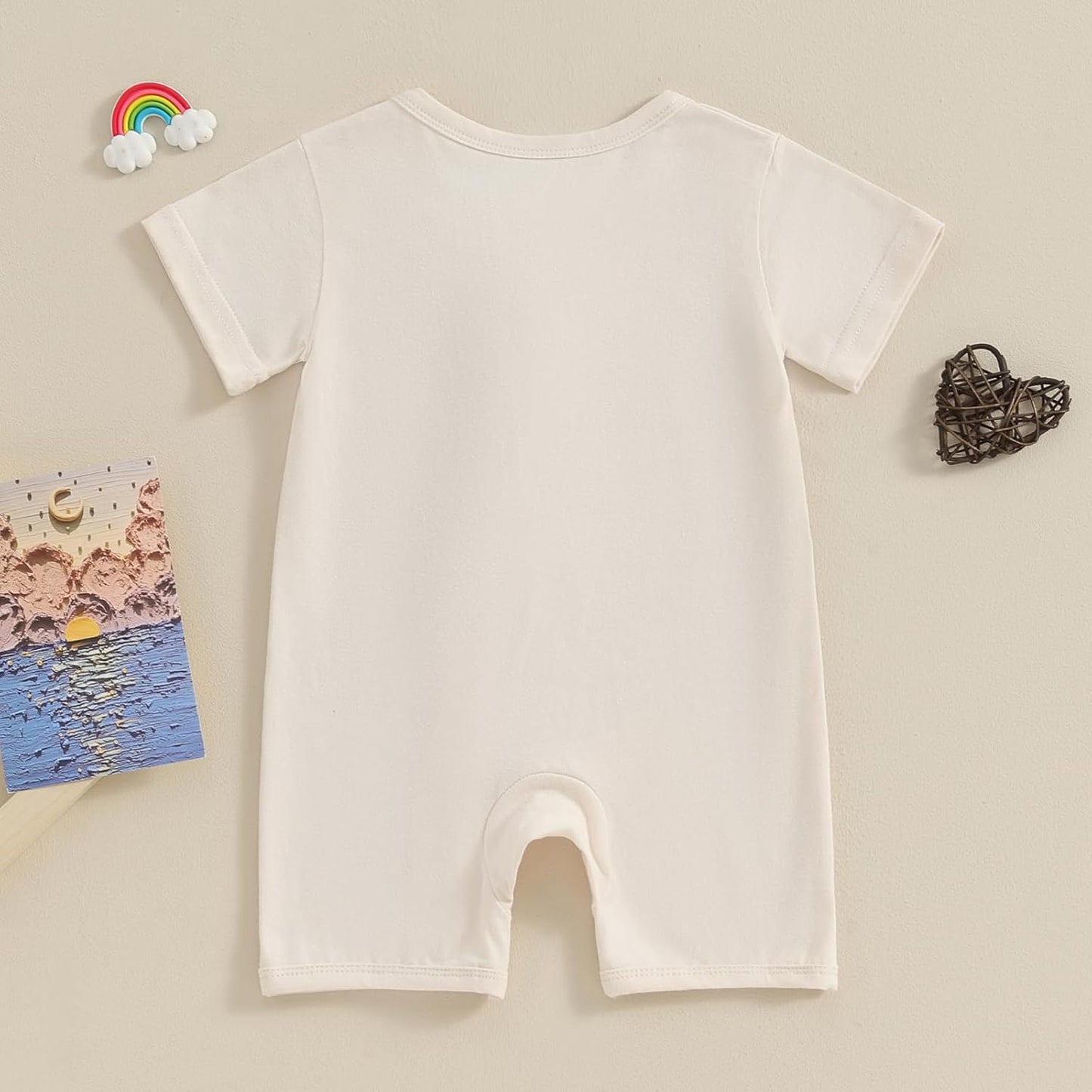 Merqwadd Baby Boy Girl 2 Pack Romper Short Sleeve Zipper Jumpsuit Plain Summer Clothes