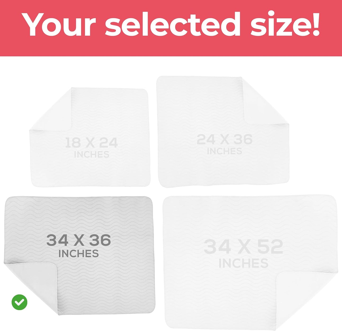 Utopia Bedding Washable Underpads 34" x 36" (Pack of 4), Waterproof Reusable Heavy Absorbency
