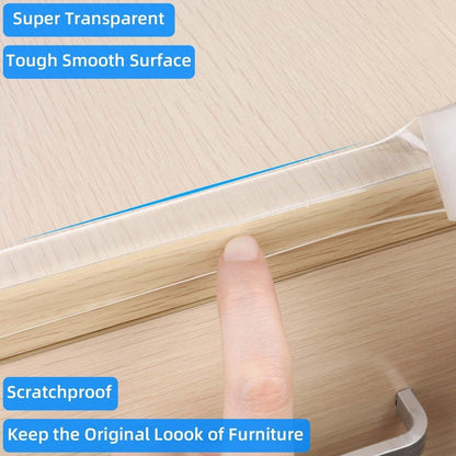 2Pack Clear Edge Protector Strip, 1.57in x 3.28FT(6.56FT Total), Sharp Edge Wrap Cover Tape, Self Adhesive Protective Corner Bumper Guards for Cabinet Door Desk Glass Table Bed Furniture, Kitchen