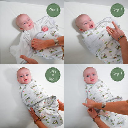 LollyBanks Baby Swaddles, 100% Organic Cotton Sleep Swaddle Sacks 3-6 Months, Newborn Swaddles with Easy Change Zipper, Swaddle Blanket Wrap, Baby Registry Must Haves (Teddy Bear Print)