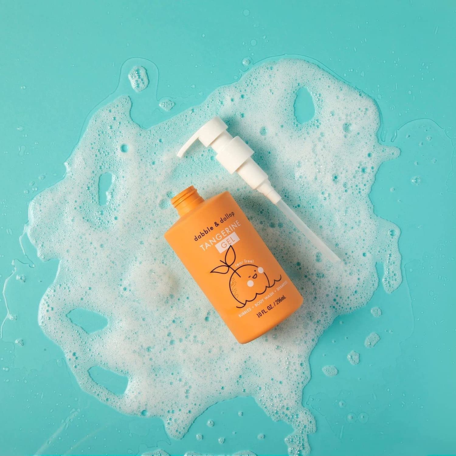 Dabble & Dollop Tangerine Body Wash & Shampoo – 3-in-1 Natural Bubble Bath for Kids, Made in USA