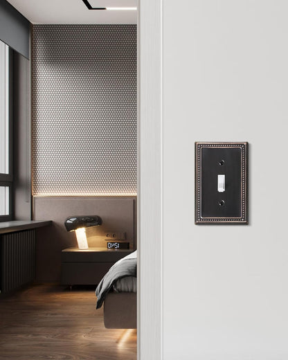 6-Pack Single Toggle Light Switch Cover Plate, Pearls Decorative Switch Plate Covers, Aged Bronze 1
