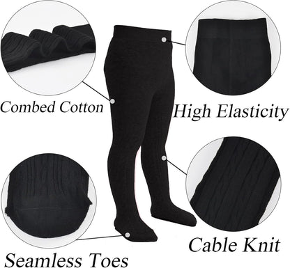 Mini angel Baby Tights Toddler Girl Tights Seamless Cable Knit Leggings Soft Cotton Stockings Pantyhose 3/4/5 Pack