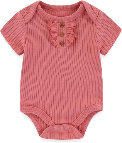 Baby Bodysuit and Pant Set 6-pcs Ribbed Soft Infant Boy Girl Clothes Outfits