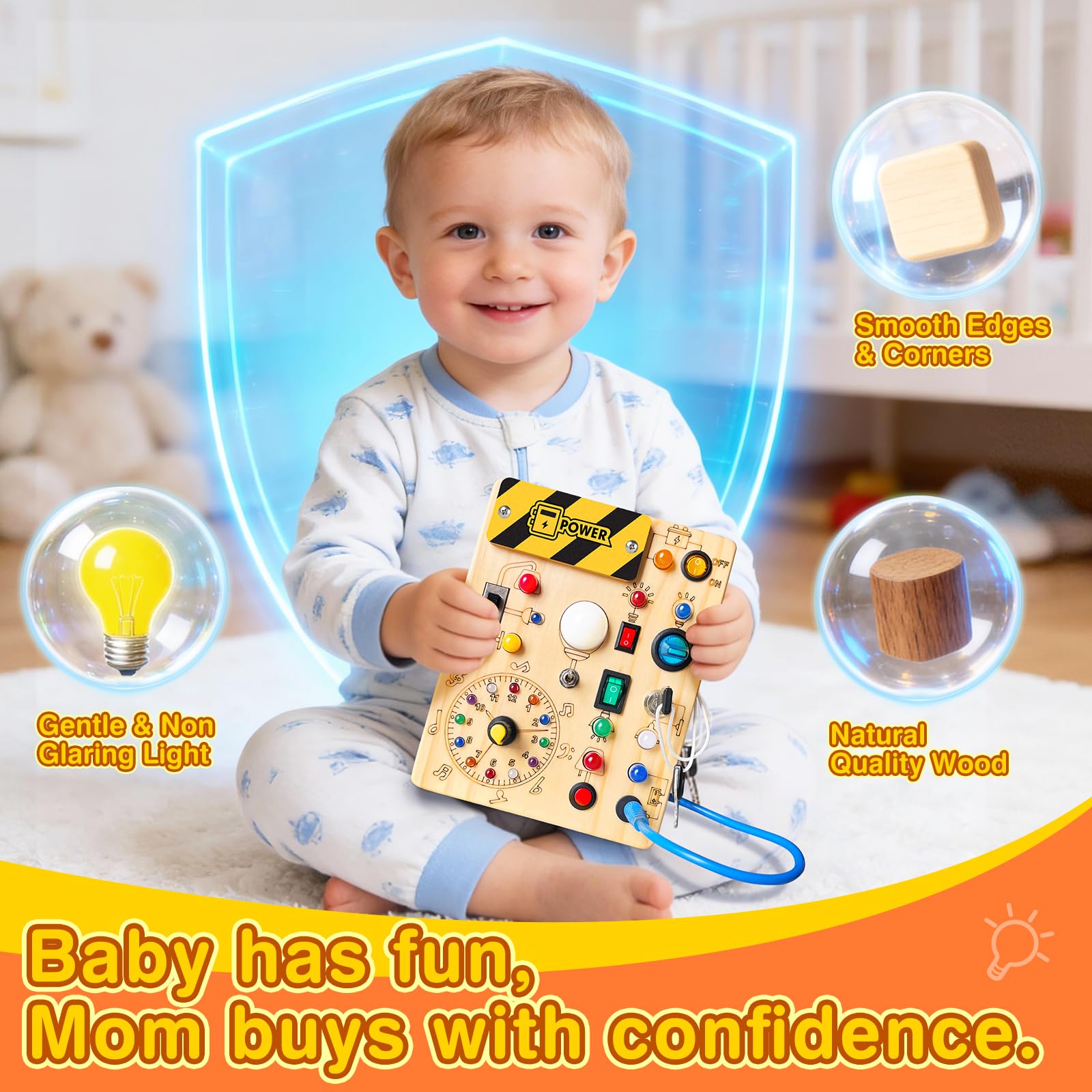 Grarain Busy Board for Toddlers - Montessori Educational Toy for 1-3 Year Old Boys & Girls |