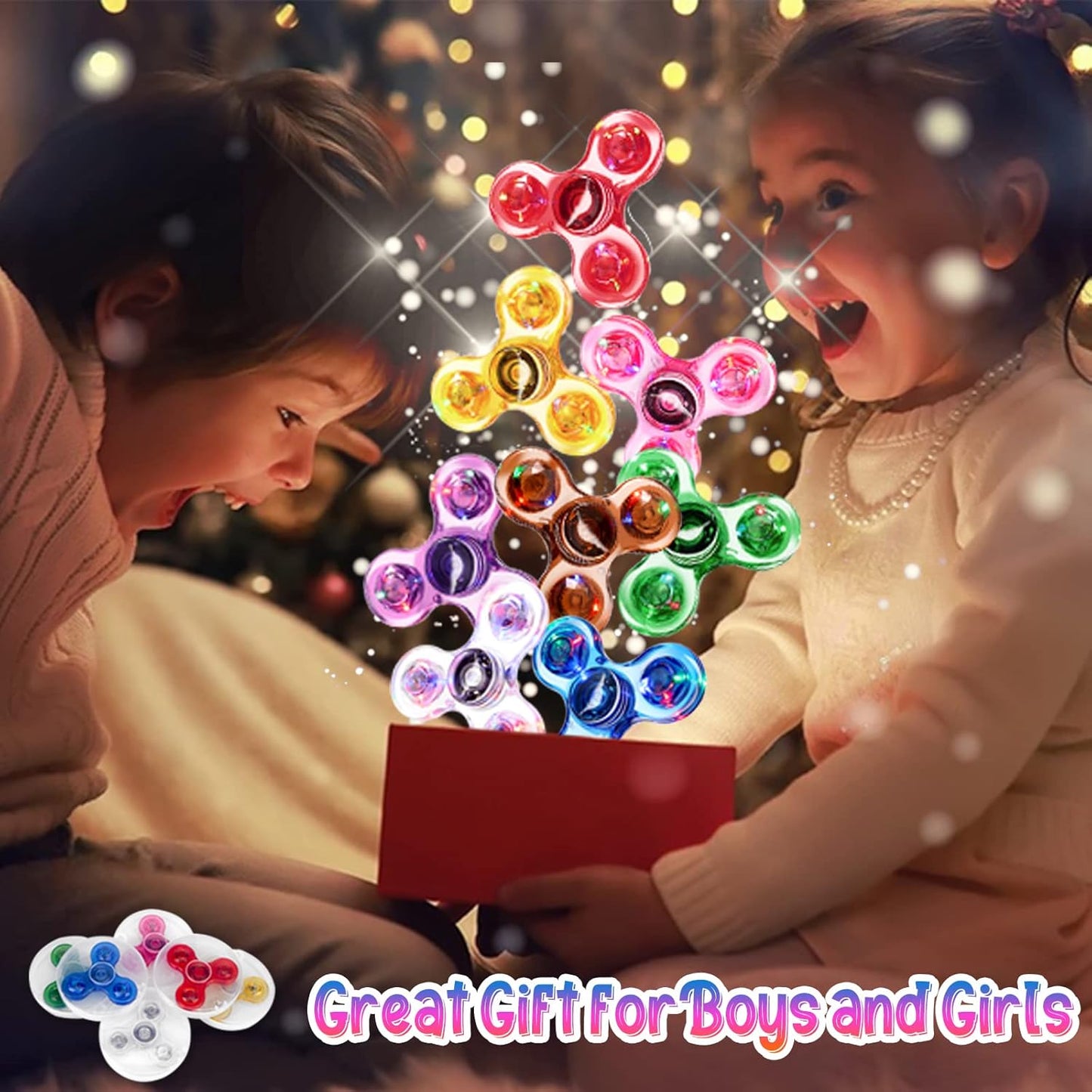 Gigilli 12 Packs Fidget Spinners for Kids Adults, Light up Party Favors Goodie Bags Stuffers for Kids 8-12, Stress Relief Fidget Toys Bulk Glow in the Dark Party Supplies, Fidgets for Classroom Prizes