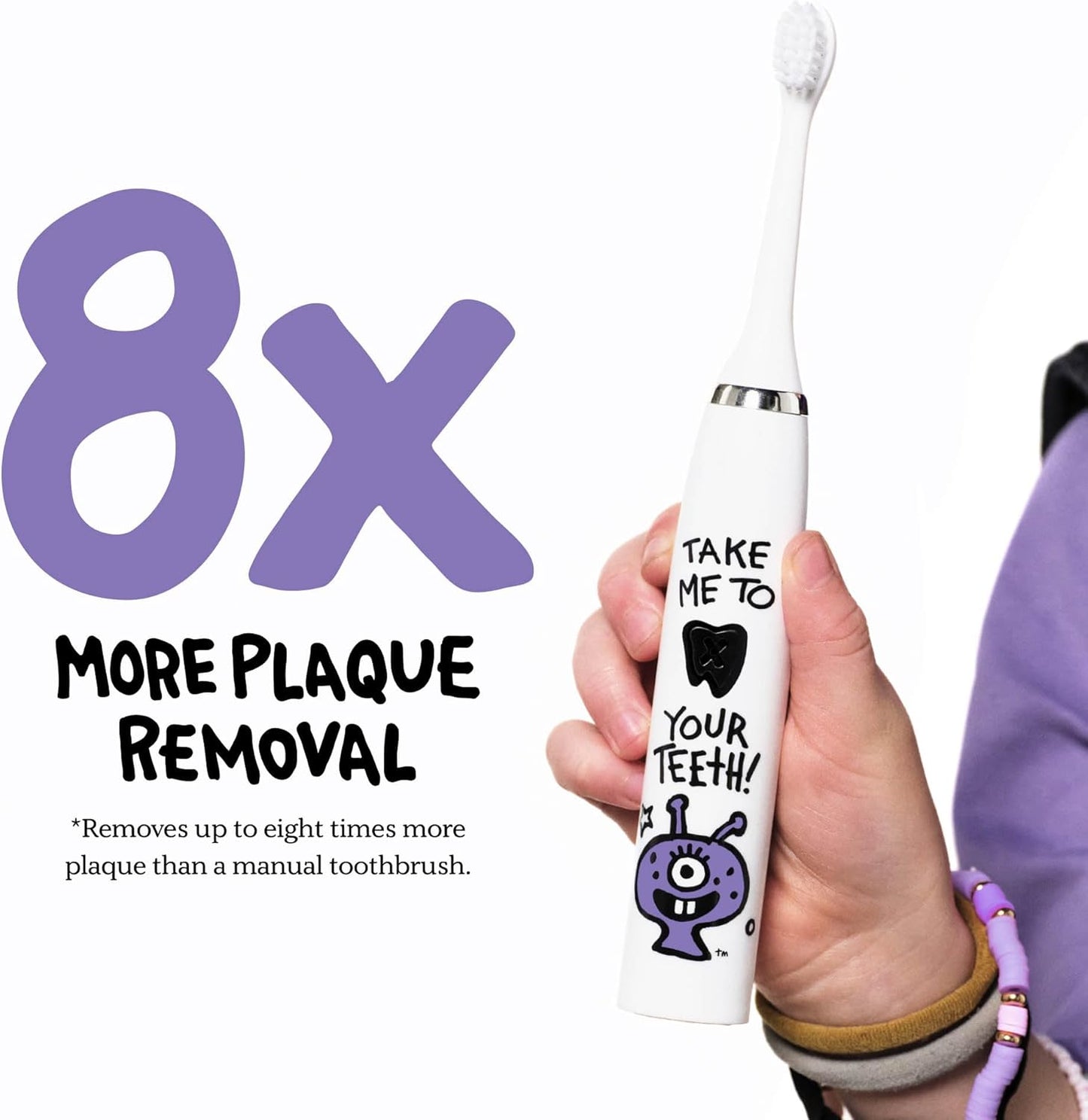Kids Electric Toothbrush - Rechargeable Vibrating Toothbrush with Timer Includes 6 Replacement