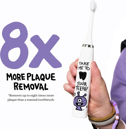 Kids Electric Toothbrush - Rechargeable Vibrating Toothbrush with Timer Includes 6 Replacement