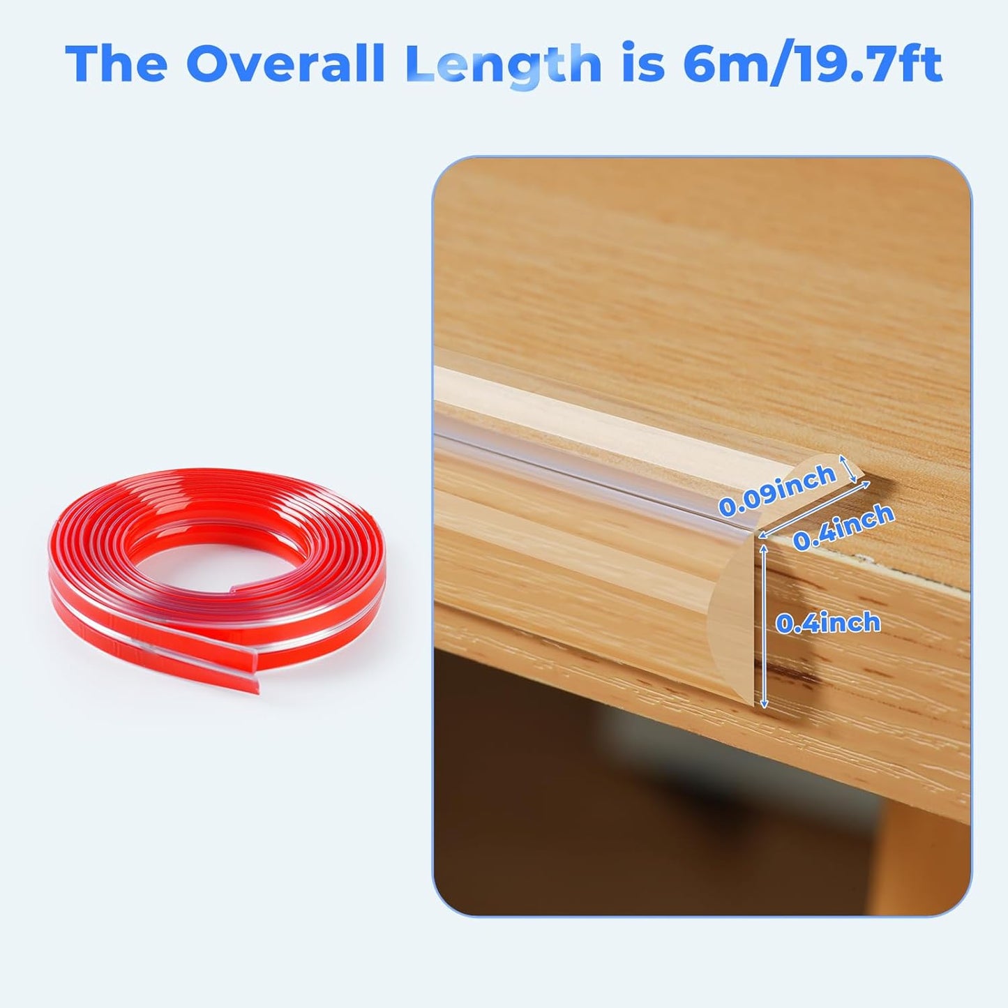 Edge Corner Protector Baby Proofing, Clear Soft Corner Protectors Baby Proof, Furniture Corner Guard & Edge Safety, Edge Protector for Table and Fireplace(19.6ft L*0.78inch W*0.09inch H)