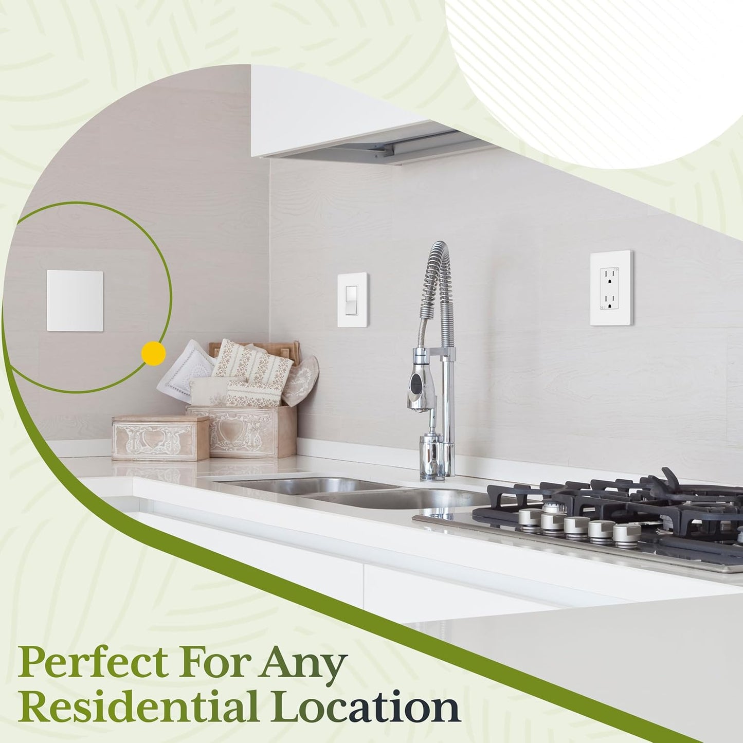 TG Screwless Double Blank Wall Plate, Child Safe Blank Device Outlet Cover, Mid-Size 2-Gang 4.88" H x 4.92" L, Polycarbonate Thermoplastic, UL Listed, SP-MB2-W, White (1 Pack)