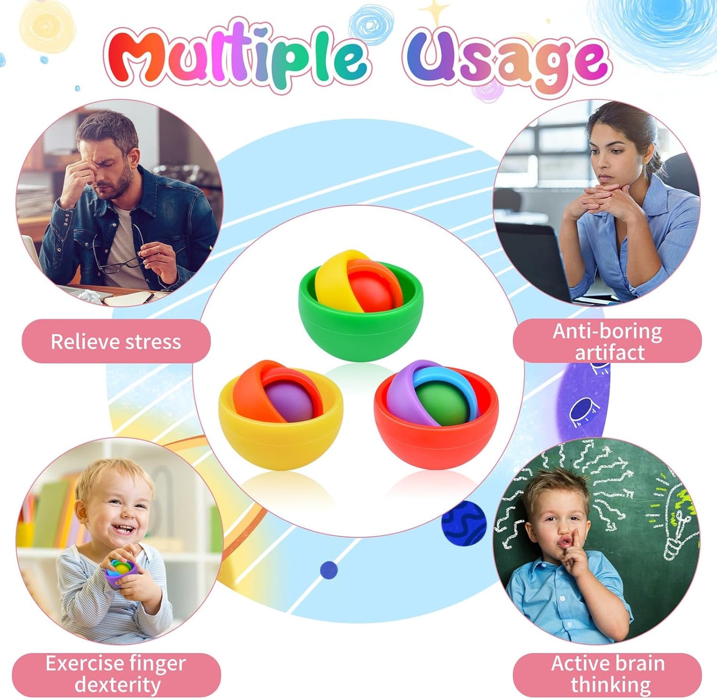 Fidget Toys for Kids, Fidget Gyro for Adults, Gifts for Boys Girls Teens Kids Valentine's Day Easter Basket Stuffers, ADHD Autism Stress Relief Finger Toys Classroom