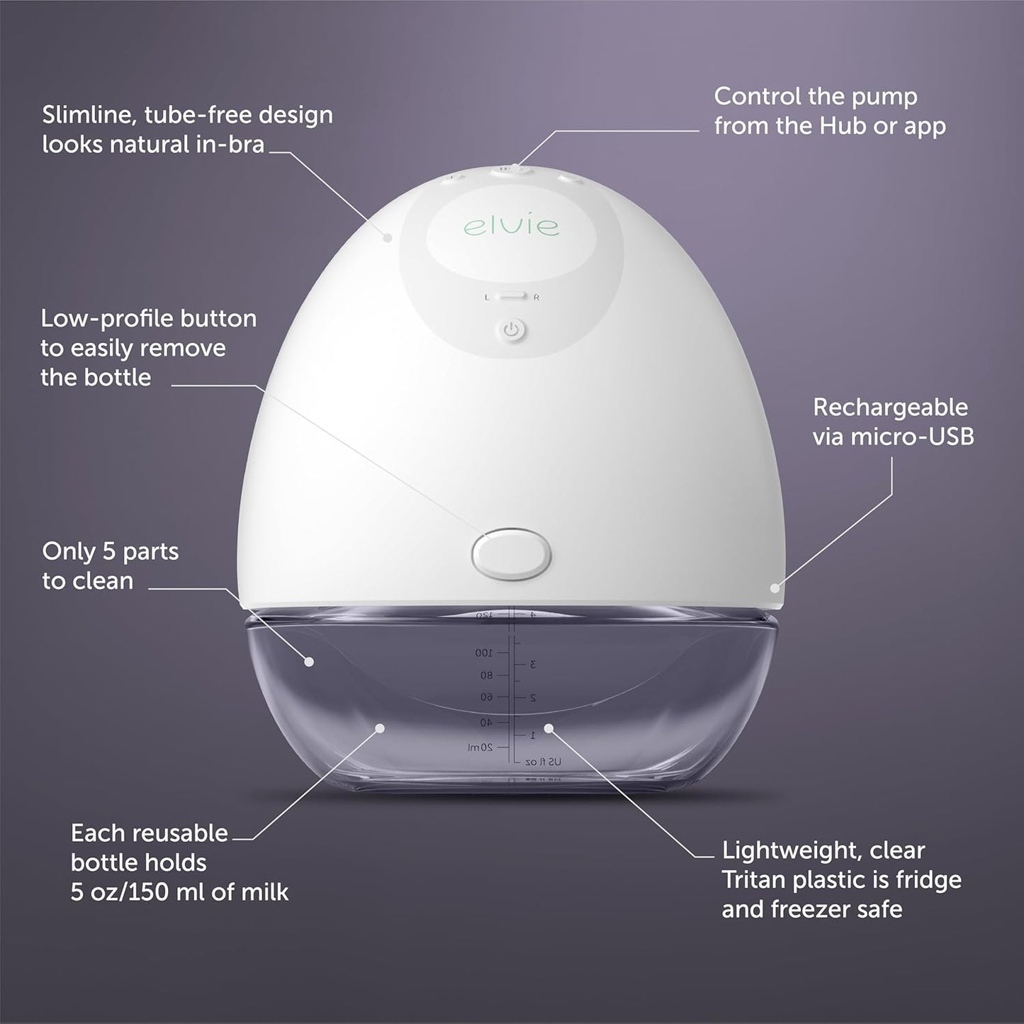 Elvie - Double, Wearable Breast Pump w/App - The Smallest & Quietest - Portable - Hands Free &