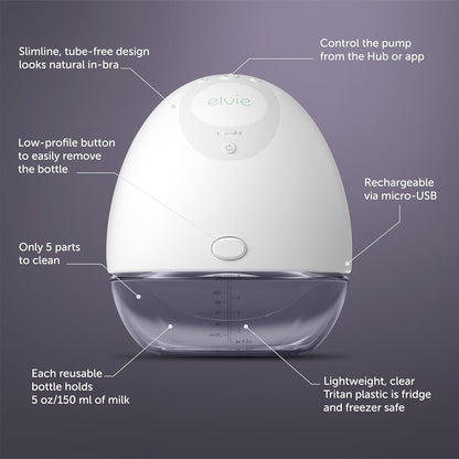 Elvie - Double, Wearable Breast Pump w/App - The Smallest & Quietest - Portable - Hands Free &