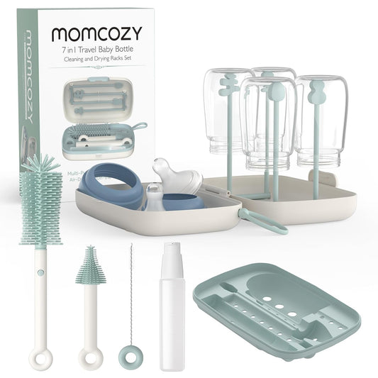 Momcozy Bottle Brush Set - Baby Bottle Cleaner Kit with Silicone Brush, Nipple Brush, Straw Brush
