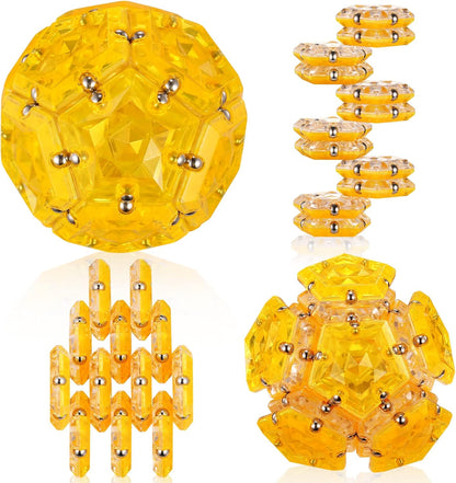 RoomyRoc Magnetic Fidget Sphere - Pentagons Magnets Balls - 12 Piece Set - Crystal Orange - Magnet Fidgets Toy - Creativity Beyond Imagination, Inspirational, Recreational, Desk Toys for Adults