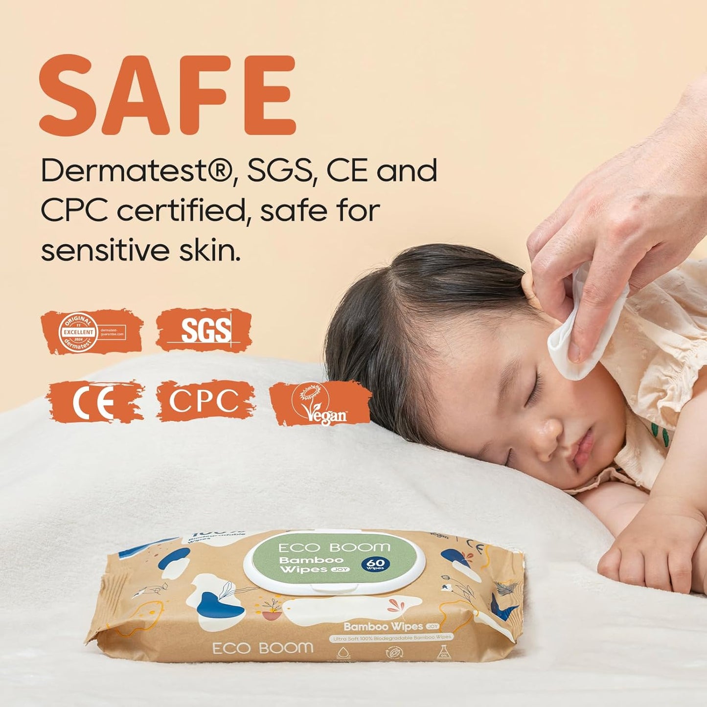 ECO BOOM Bamboo Viscose Wipes - Biodegradable, Fragrance-Free, Gentle Cleaning
