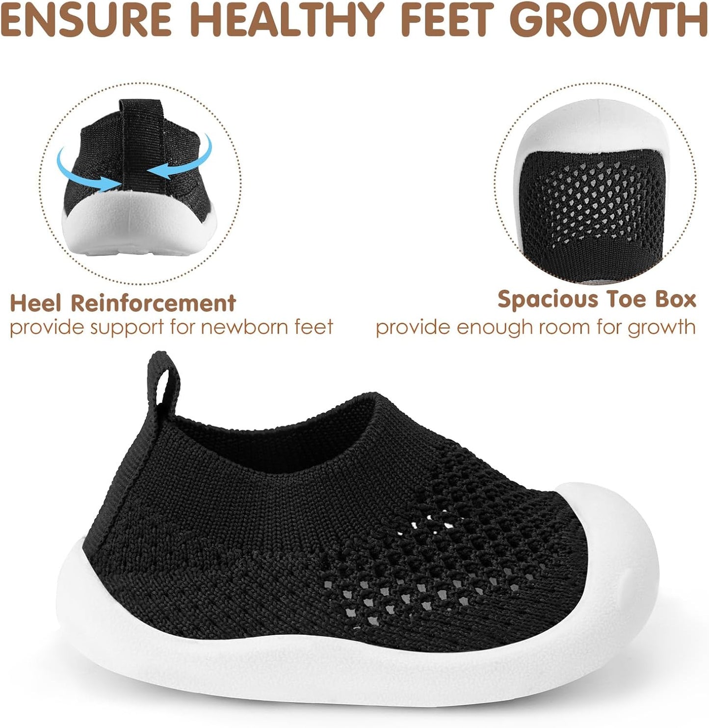 Baby Walking Shoes Toddler Girl Boy Soft Sole Breathable Mesh Slip on Summer Wide Shoes Infant Flexible Lightweight Non-Slip Safer Causal Tennis Shoes Toddler First Walkers Shoes Rubber Soles Outdoor