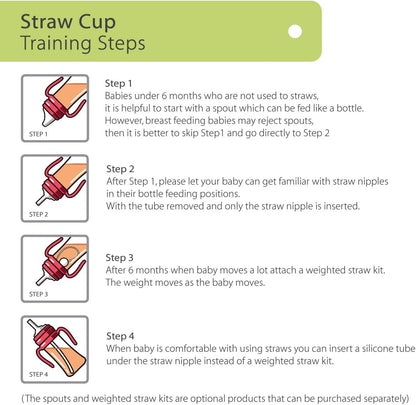 GROSMIMI Spill Proof no Spill Magic Sippy Cup with Straw with Handle for Baby and Toddlers, Customizable, PPSU, BPA Free 6 oz (Pink)