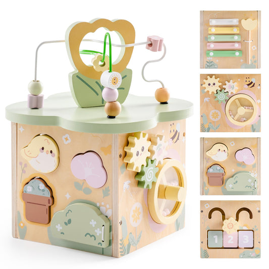ROBUD Wooden Activity Cube, Educational Wooden Toys, Montessori Toys