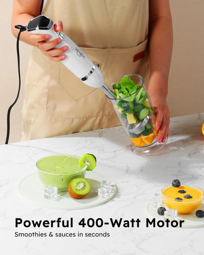 Sangcon Immersion Blender Handheld, 3-in-1 Hand Blender Electric, 400W Handheld Blender, Stainless