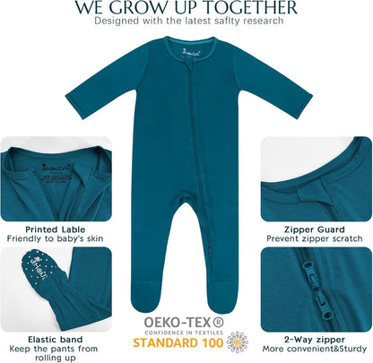 Jimonda Baby Romper Boys Girls Bamboo Pajamas 2-Way Zipper Footed Unisex Zip-Up Sleepers Sleep and Play pjs