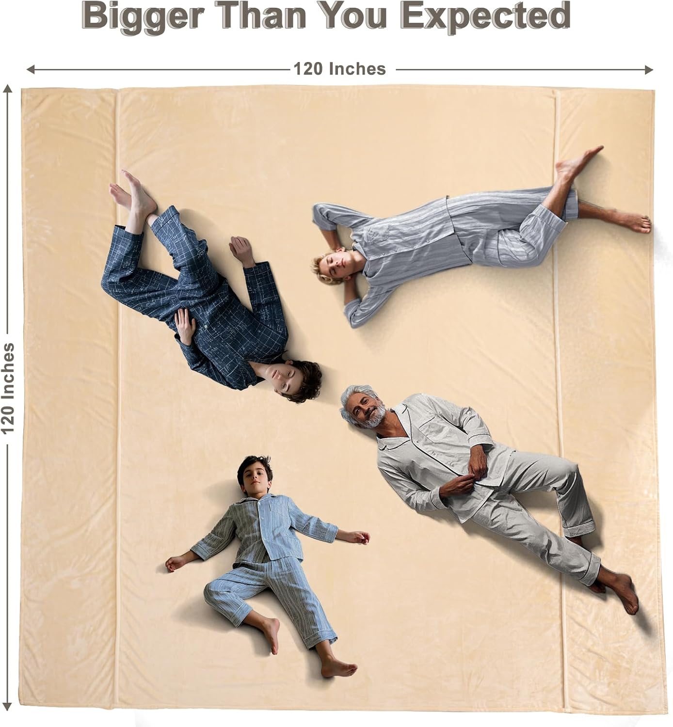 PHF Oversized King Fleece Blanket 120"x120", No Shed No Pilling Big Soft Blanket, Extra Large 10'x