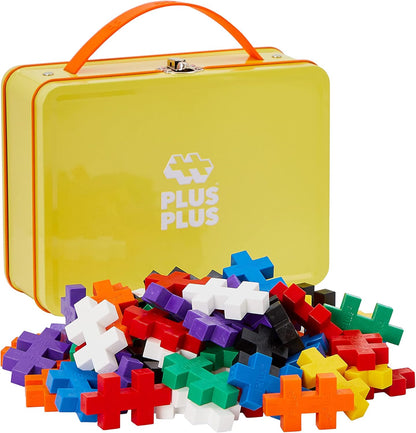 PLUS PLUS Building Set with Metal Suitcase, Open Ended Stem Toy for Toddlers and Preschool, 70 Big Basic Interlocking Pieces