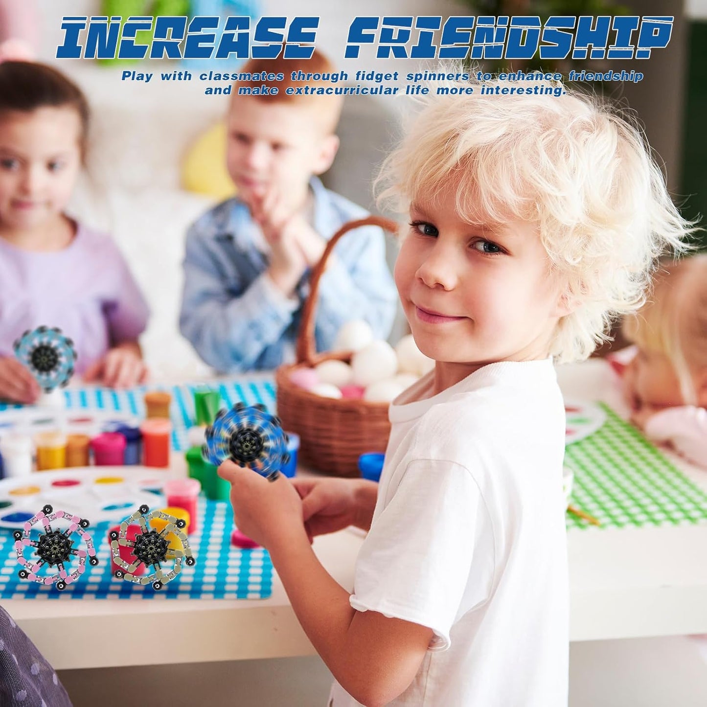 48 Pcs Transformable Fidget Spinners Bulk Robot Sensory Fidget Toys Stress Relief Spinner DIY Deformation Mechanical Gyro Toys Easter Party Favors for ADHD Autism Kids Adults