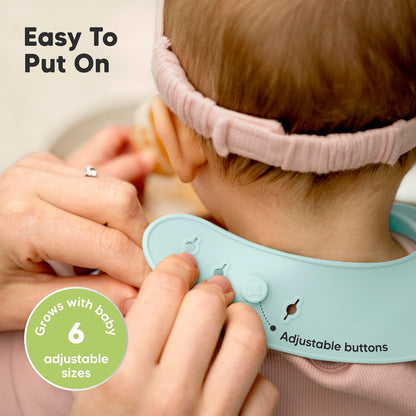 KeaBabies 2-Pack Silicone Baby Bibs for Eating - Sturdy Food-Grade Silicone Bibs for Babies Girl