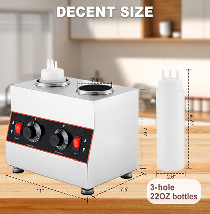 Electric Cheese Sauce Warmer Nacho Cheese Dispenser Warmer with 22oz Bottle, Bottle Warmer for