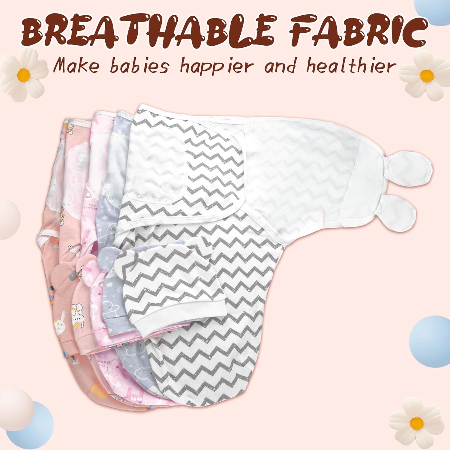 Baby Swaddle Sleep Sacks with Hats for 0-3 Months Baby Swaddle Blanket Wrap Newborn Swaddles Sack