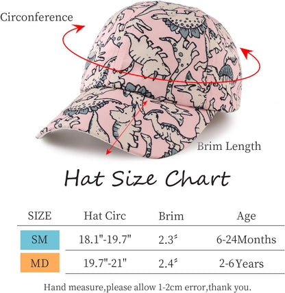 JANGANNSA Dinosaur Boys Girls Caps Embroidery Baby Baseball Caps Cotton Infant Toddler Kids Hat Spring Summer Autumn 2-6Y