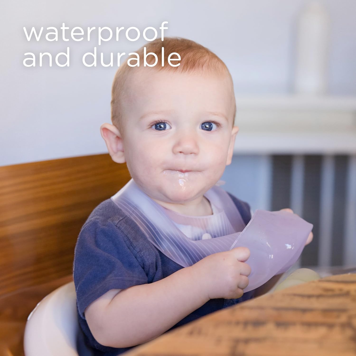 Olababy Fold N Go Silicone Baby Bib w Travel Case | Lightweight Design Eases Pressure Bruising for
