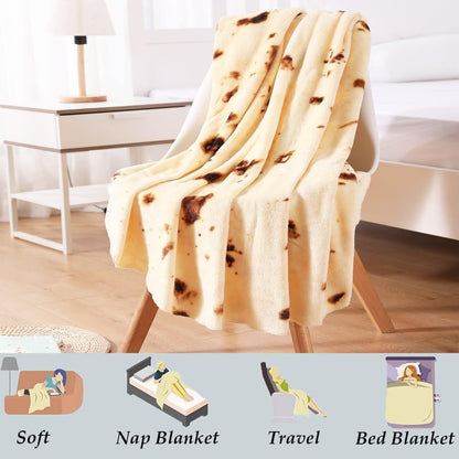 74in Burrito Tortilla Blanket White Elephant Gifts for Adults Useful Taco Throw Blankets Woemn Men Party Cool Stuff Novelty Gag Soft Fleece Wrap