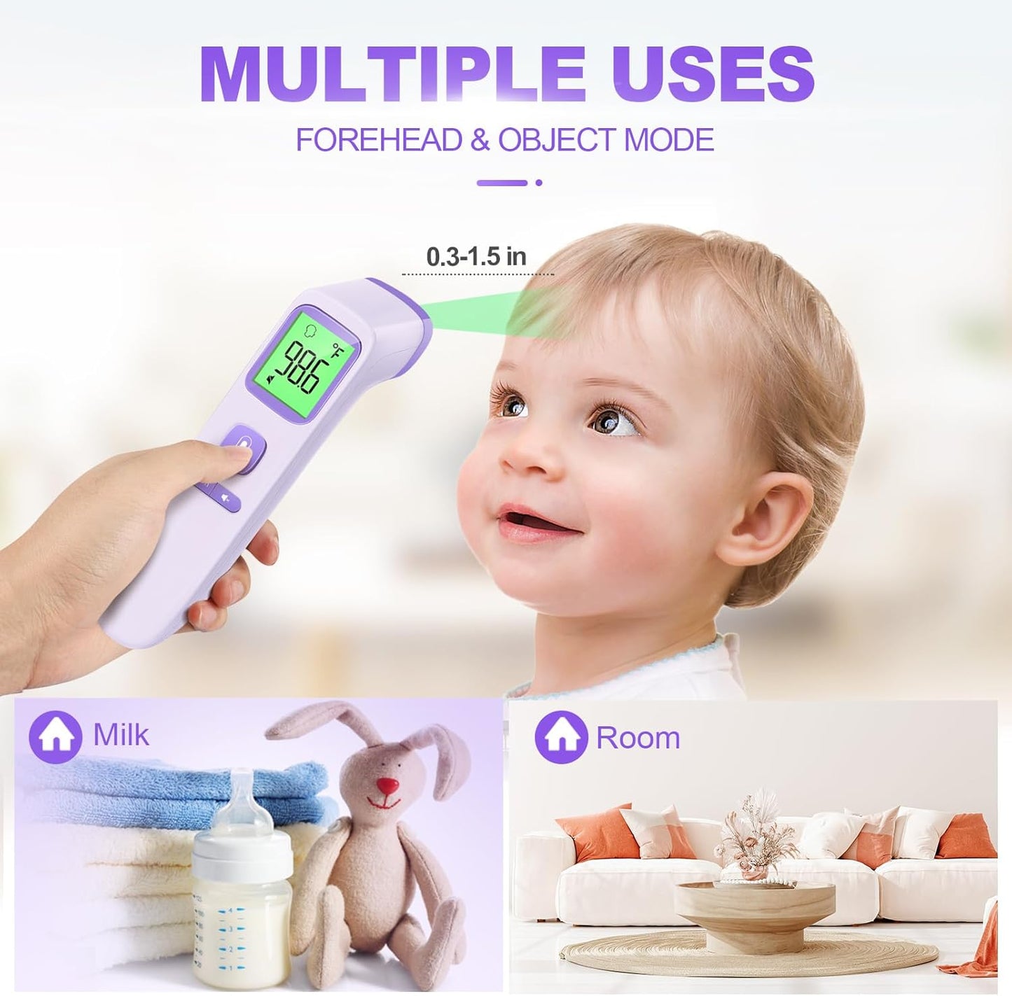 No-Touch Thermometer for Adults and Kids, Digital Accurate Baby Thermometer with Fever Alarm, 1