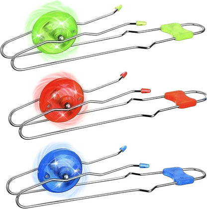Retro Kids Light Up Gyro Wheel Set - includes 3 10-Inch Track Twisters, Spinning and Light Combo, to Capture Kid's Attention, Ideal for Easter, Birthdays, Christmas, and More