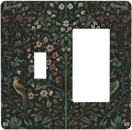 Outlet Covers Vintage Morris Colorful Flower Green Leaf 1 Toggle 1 Rocker Combination Decorative
